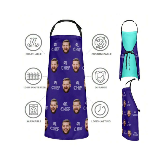 Custom Personalised Adult Face Printed Apron #1 Chef