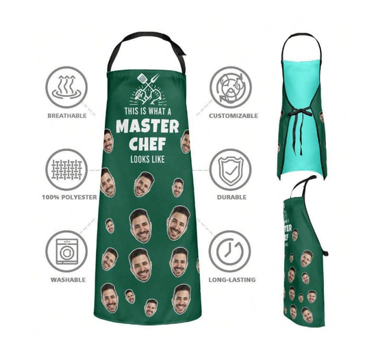 Personalised Master Chef, Custom Face Adult Apron