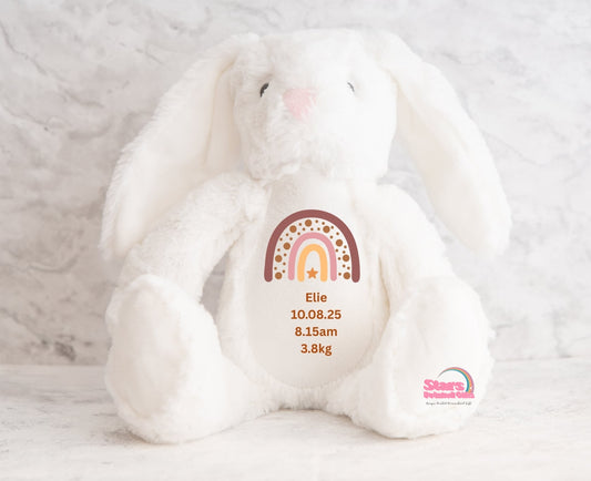 Personalised Birth Announcement Bear, Custom Printed Keepsake Teddy , Custom Teddy- Birth Stat Bear