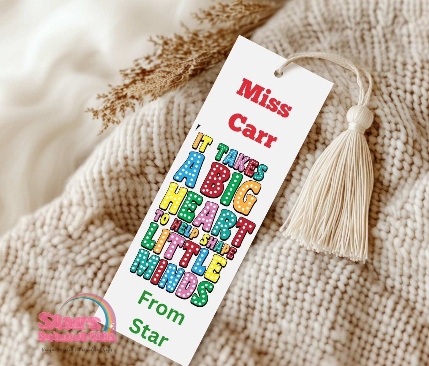 Personalised Teacher Aluminium Bookmark | Teacher Thank You Gift | Custom Name Bookmark | End of Term Gift for Teacher or Educator
