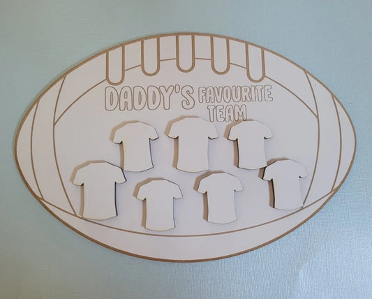 Daddy's / Grandpa Footy Team MDF Wall Hanger, Custom Wood Sign,Personalised Wall Sign