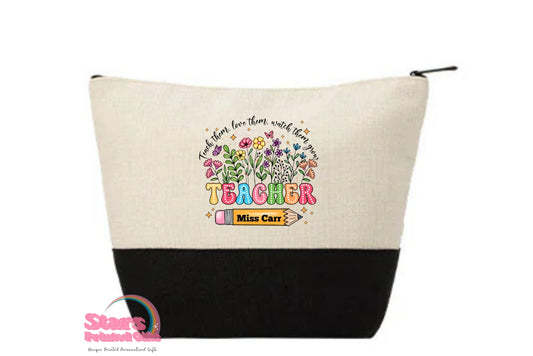 Personalised Teacher Zipped Tote Bag | Eco Friendly Reusable Teachers Bag | Custom Gift for Teachers -Teacher Pencil
