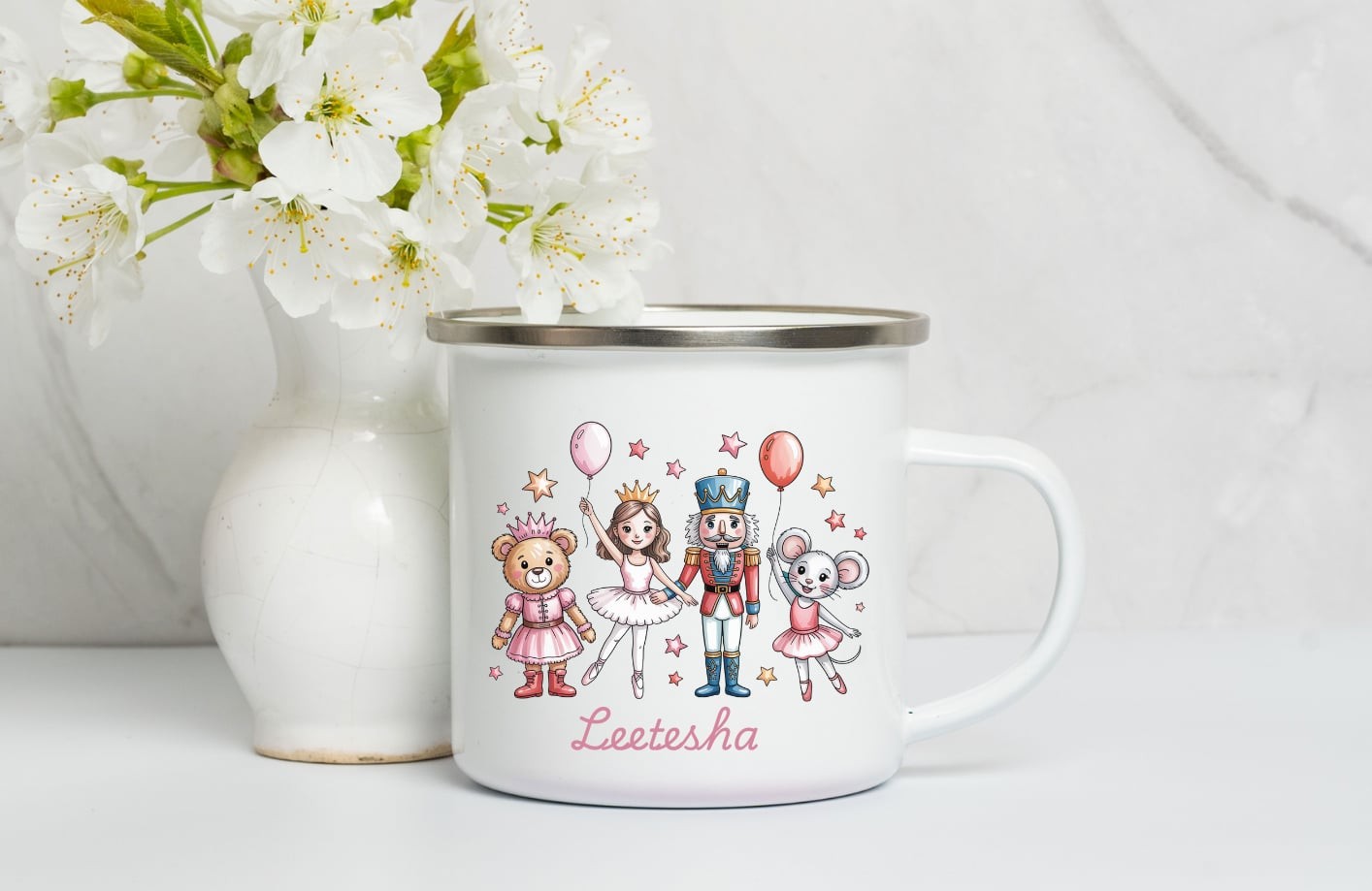 Personalised Enamel Mug ,Kids Christmas Mug, Christmas Eve Box Gift, 1st December Box Gift, Custom Camping Mug, Cup For Kids- Nutcracker