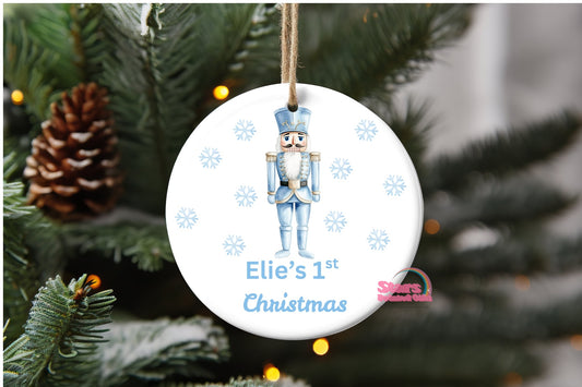 Personalised Christmas Ornament – Custom Ceramic or Aluminium Ornament – 1st Christmas Keepsake Decoration – Nutcracker