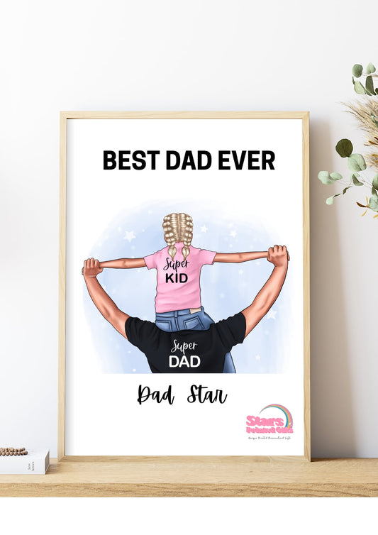 Best Dad Digital Print, Custom Personalised Artwork, Custom Personalised Print.