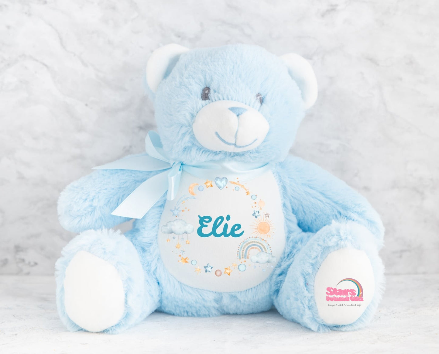 Personalised Moon Wreathe Plush , Custom Printed Keepsake Bear, Boy/Girl Personalised Bear