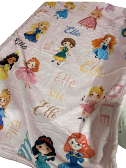 Personalised Baby blanket, Custom baby shower gift, Custom kids blanket, Name Printed Princess Blanket