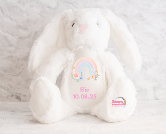 Personalised Birth Plush, Custom Printed Keepsake Elephant, Birth Stat Bear