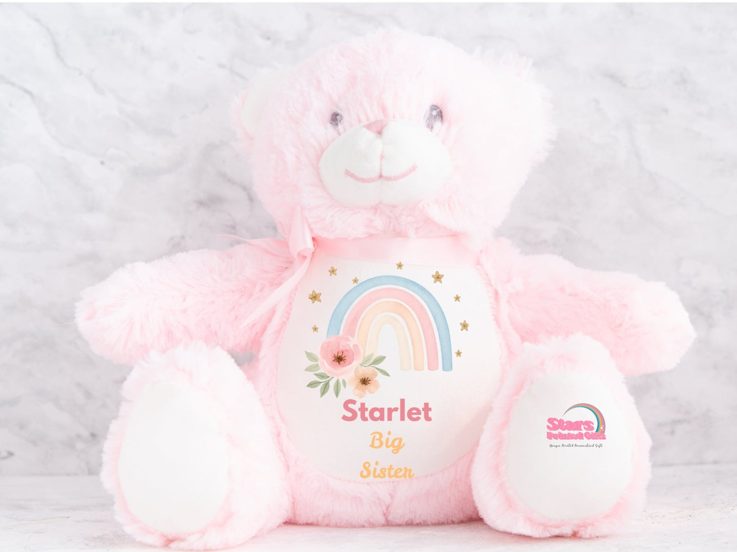 Personalised Big Sister Plush , Custom Printed Keepsake Elephant, Baby Announcement Bear