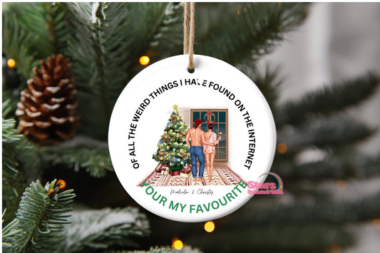 (Copy) Personalised Christmas Ornament – Custom Ceramic or Aluminium Ornament – 1st Christmas Keepsake Decoration – Sexy Couple Ornament