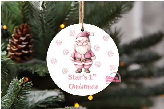 Personalised Christmas Ornament – Custom Ceramic or Aluminium Ornament – 1st Christmas Keepsake Decoration – Santa