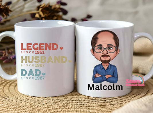 Grandpa Milestone Chibi Mug , Personalised Father's Day Gift, Custom Mug.