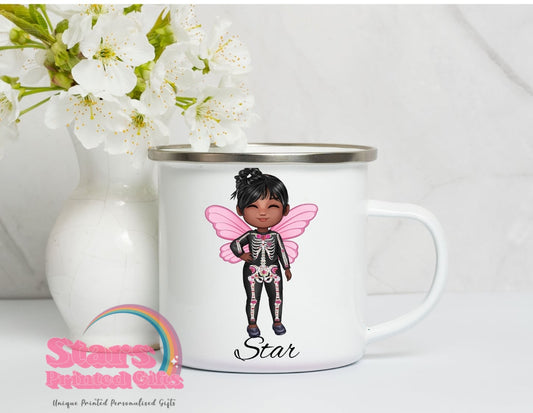 Personalised Halloween Enamel Mug, Spooky custom Mug, Trick or Treat Gift