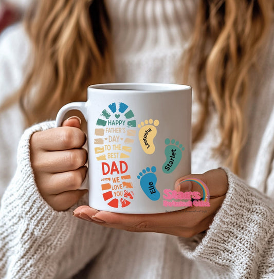 Personalised Kids Feet Mug, Custom Personalised Father's Day Gift, Custom Mug.