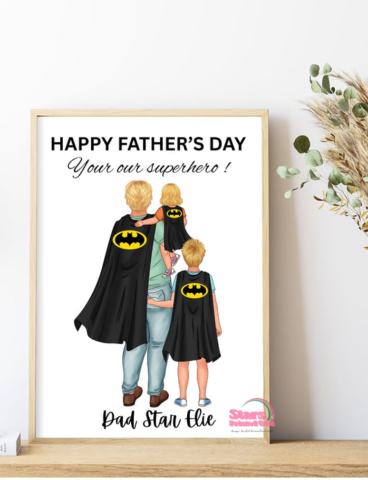 Super Dad Digital Print, Custom Personalised Artwork, Custom Personalised Print.