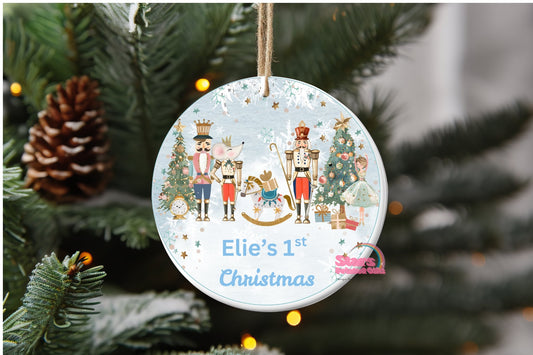 Personalised Christmas Ornament – Custom Ceramic or Aluminium Ornament – 1st Christmas Keepsake Decoration – Nutcracker