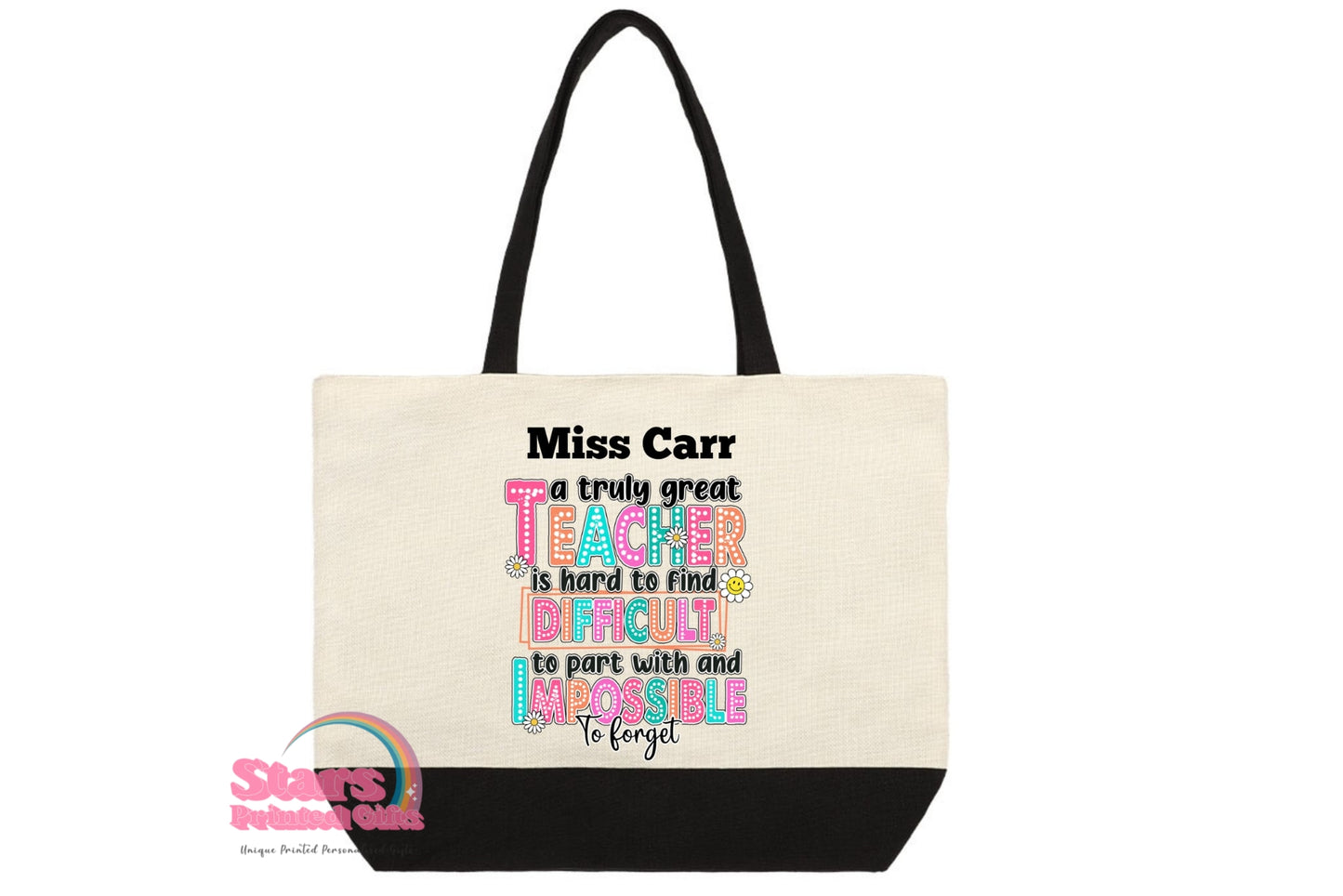 Personalised Teacher Zipped Tote Bag | Eco Friendly Reusable Teachers Bag | Custom Gift for Teachers- Teacher