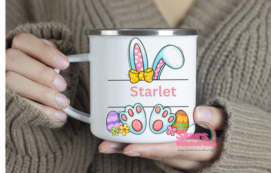 Easter Bunny Ears Personalised Enamel Mug