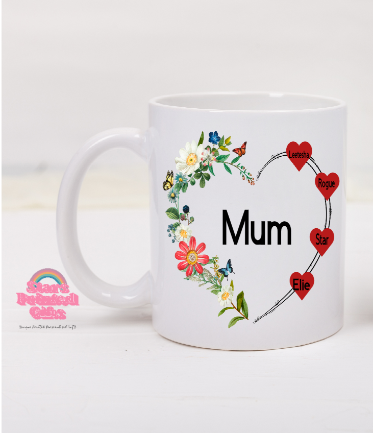 Floral Heart Personalised Mug