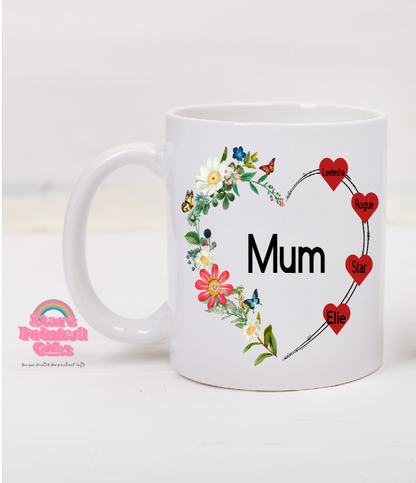 Floral Heart Personalised Mug