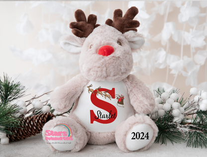 Christmas Monogram Personalised Reindeer Plush