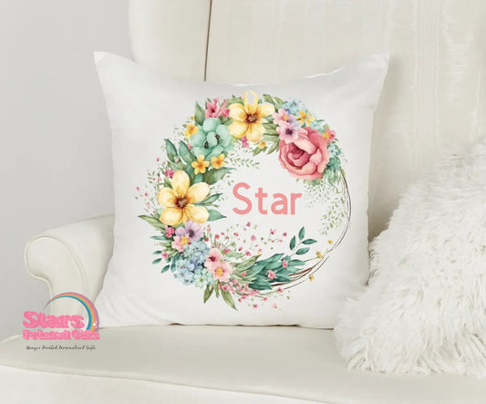 Floral Wreath Printed Personalised Pillowcase/Pillow