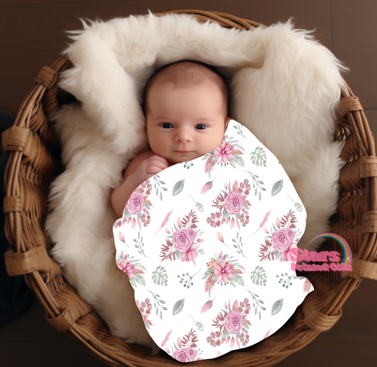 Pink Floral Baby Blanket Wrap