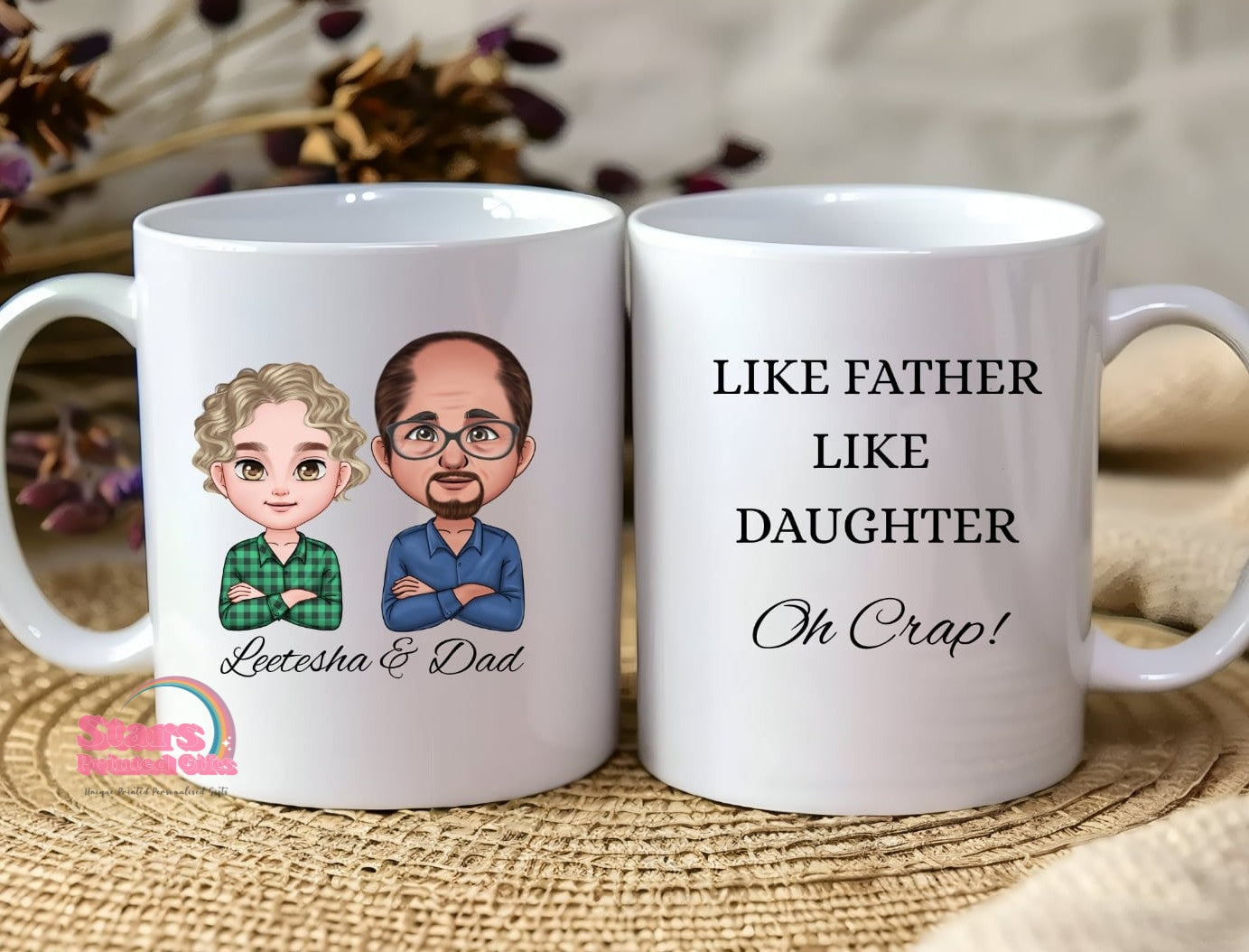 Like Father Like Daughter Chibi Mug , Personalised Father's Day Gift, Custom Mug.