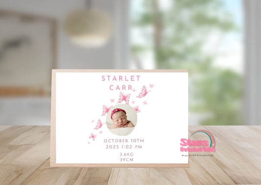Personalised Wooden Mini Keepsake Box | Custom Name & Photo Trinket Box | Small Memory Box for Baby- Butterfly