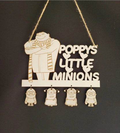 Daddy's/Poppy's  Little Minions Wall Hanger, Custom Wood Sign,Personalised Wall Sign