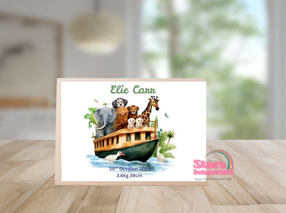 Personalised Wooden Mini Keepsake Box | Custom Name & Photo Trinket Box | Small Memory Box for Baby- Noah Arc
