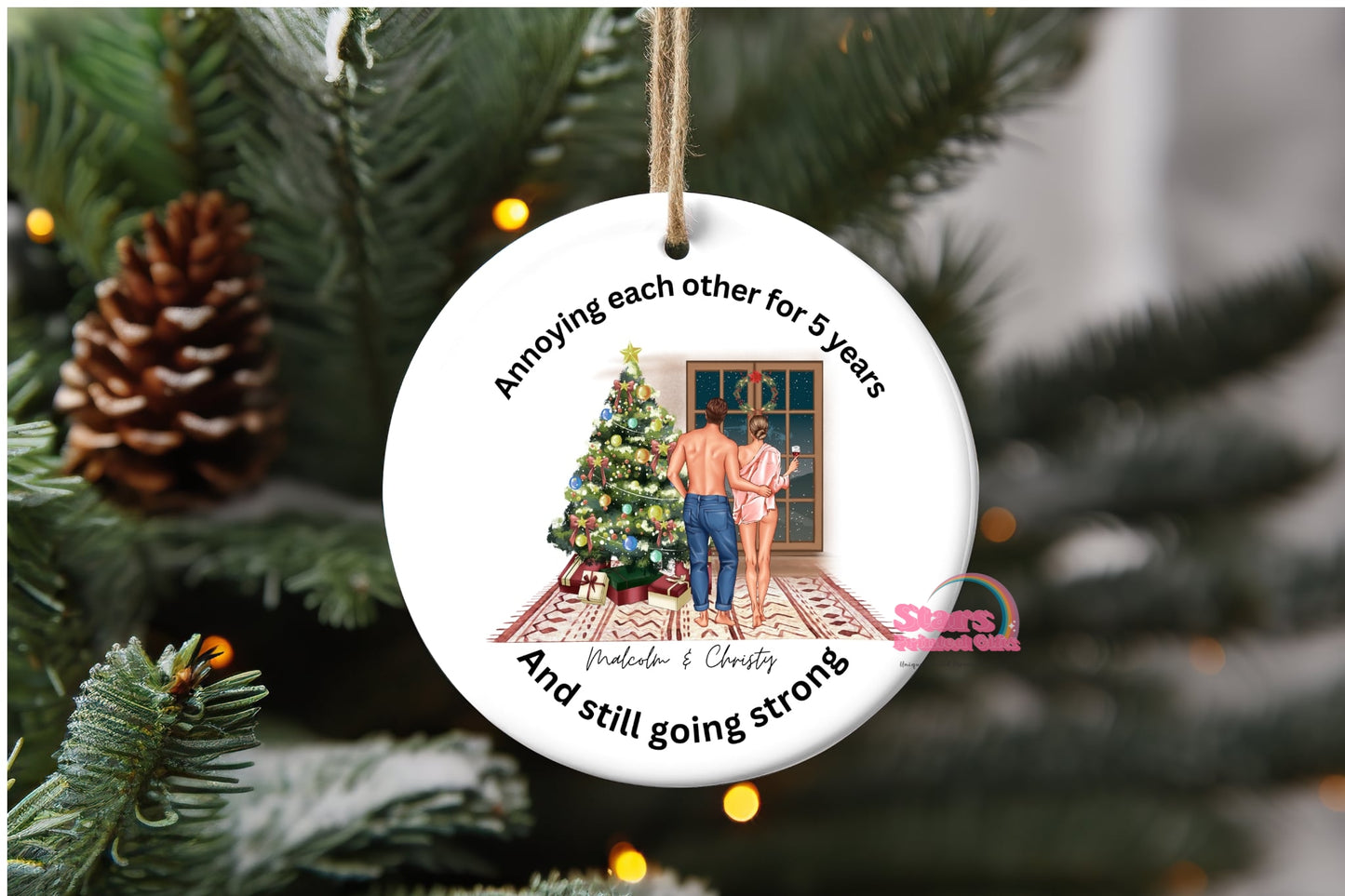 (Copy) Personalised Christmas Ornament – Custom Ceramic or Aluminium Ornament – 1st Christmas Keepsake Decoration – Sexy Couple Ornament