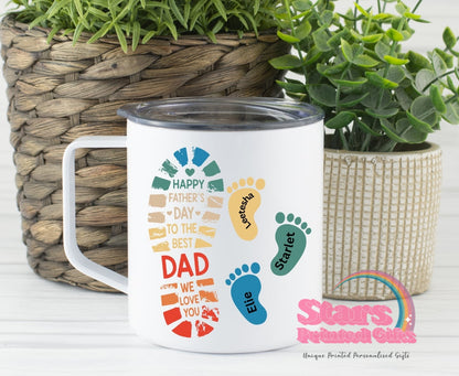 Father's Day Feet Camping Mug, Custom Personalised Father's Day Camping Gift, Custom Mug.