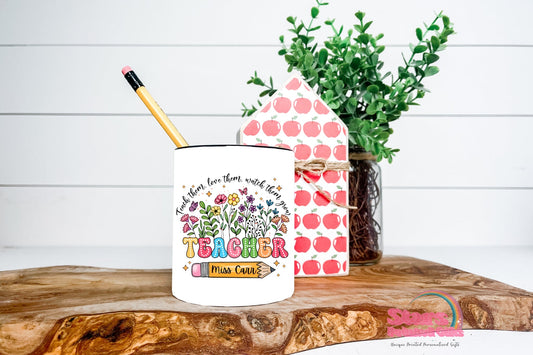 Personalised Teacher Ceramic Pencil Pot | Custom Teacher Desk Organiser | Teacher Gift | Personalised Teacher Desk Decor- Teacher Pencil