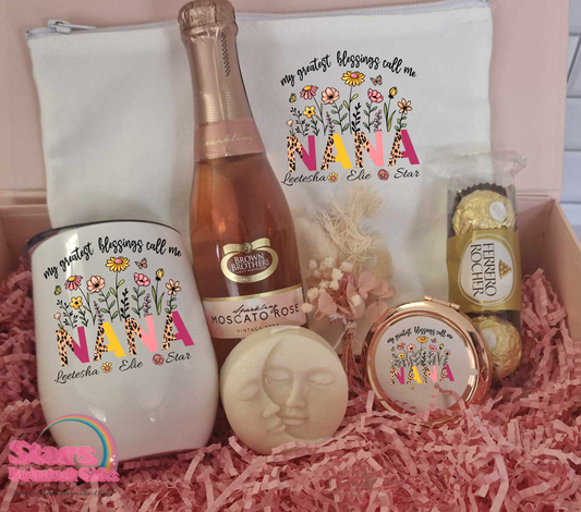 Gift Hamper For Nana, Personalised Gift Set With Wine, Gift For Her