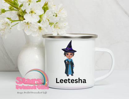 Personalised Halloween Enamel Mug, Spooky custom Mug, Trick or Treat Gift