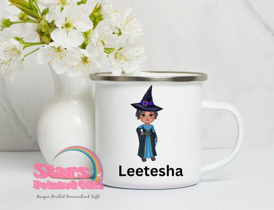 Personalised Halloween Enamel Mug, Spooky custom Mug, Trick or Treat Gift