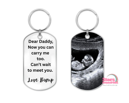 Personalised Dog Tag Keyring, Custom  Photo & Name Keychain, Custom Printed Gift- Baby Bump