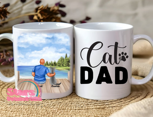 Cat Dad Personalised Mug, Custom Personalised Father's Day Gift, Custom Mug.