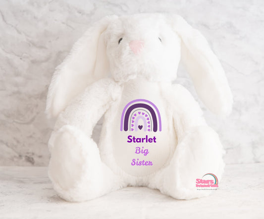 Personalised Birth Announcement Bear, Custom Printed Keepsake Teddy , Custom Teddy-Rainbow Big Sister/Brother
