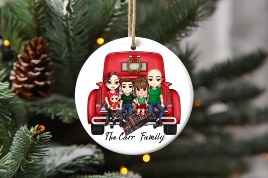 Family Ute  Christmas Ornament, Christmas  keepsake Ornament.