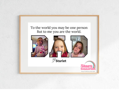 Photo Dad Digital Print, Custom Personalised Artwork, Custom Personalised Print.