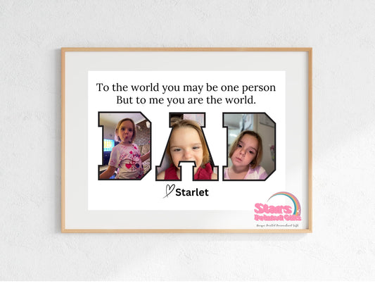 Photo Dad Digital Print, Custom Personalised Artwork, Custom Personalised Print.