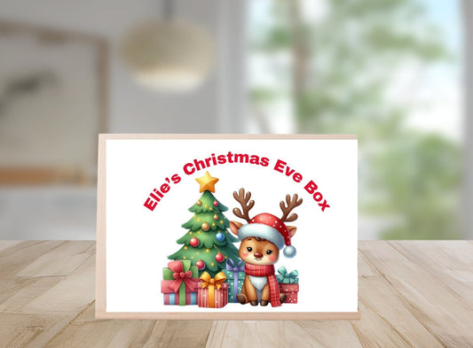 Christmas Eve Personalised Wooden Box With Sliding Lid, Two Sizes,  1st December Custom  Box- Reindeer
