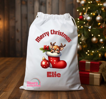 Personalised Christmas Santa Sack Christmas Santa's Boot/ Custom Name Christmas Gift Bag / Reuseable Christmas Toy Bag For Kids