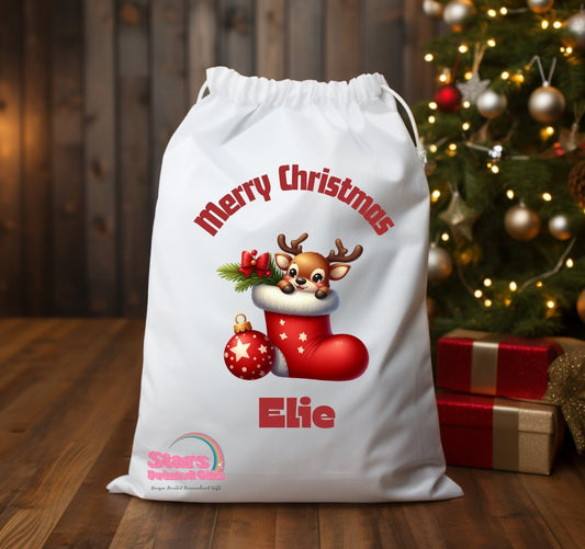 Personalised Christmas Santa Sack Christmas Santa's Boot/ Custom Name Christmas Gift Bag / Reuseable Christmas Toy Bag For Kids