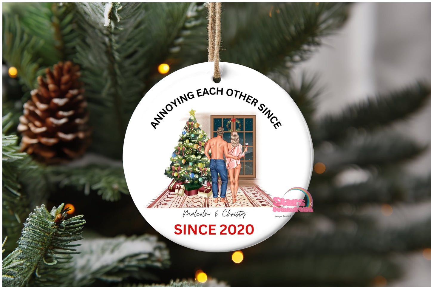 (Copy) Personalised Christmas Ornament – Custom Ceramic or Aluminium Ornament – 1st Christmas Keepsake Decoration – Sexy Couple Ornament