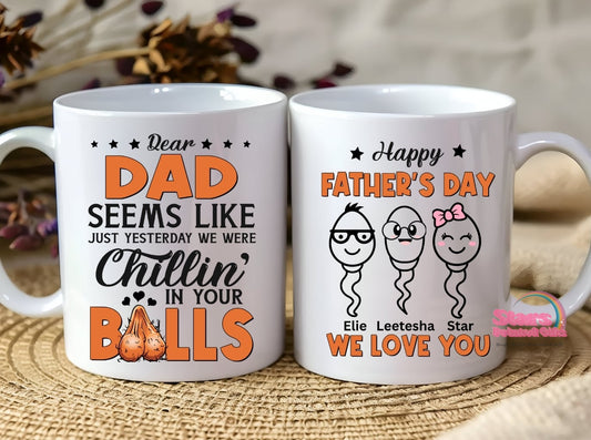 Dad's Funny Sperm Mug, Personalised Father's Day Gift.
