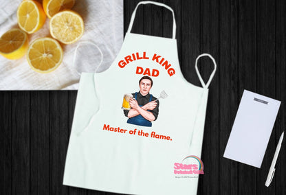 Personalised Dad Chibi Apron, Father's Day Gift, Funny BBQ Cooking Gift For Dad-Grill King