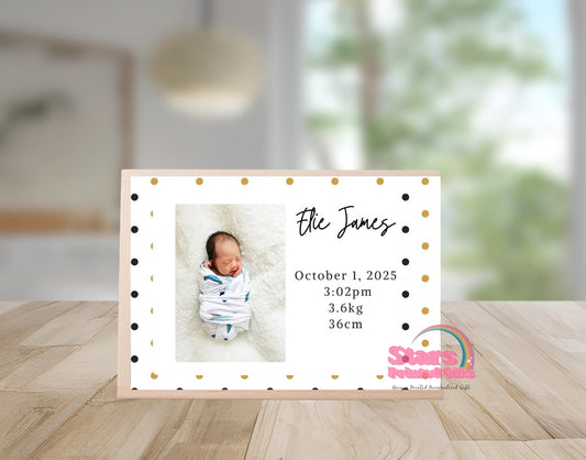 Personalised Wooden Mini Keepsake Box | Custom Name & Photo Trinket Box | Small Memory Box for Baby- Dots